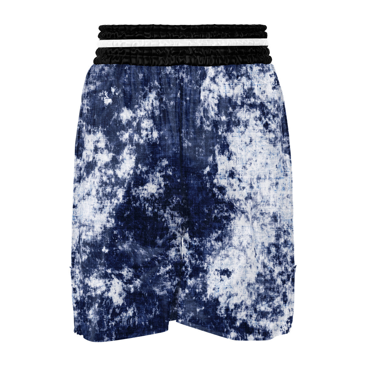 White And Blue Tie Dye Acid Wash Print Boxing Shorts-grizzshop