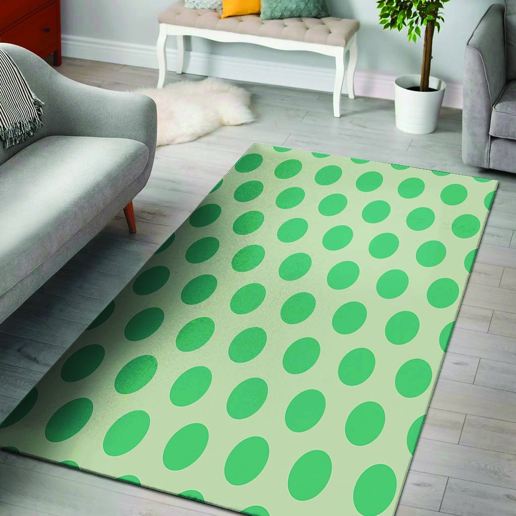 White And Green Polka Dot Floor Mat-grizzshop
