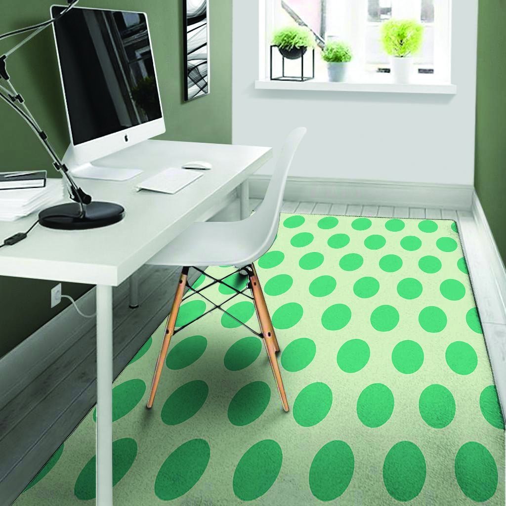 White And Green Polka Dot Floor Mat-grizzshop