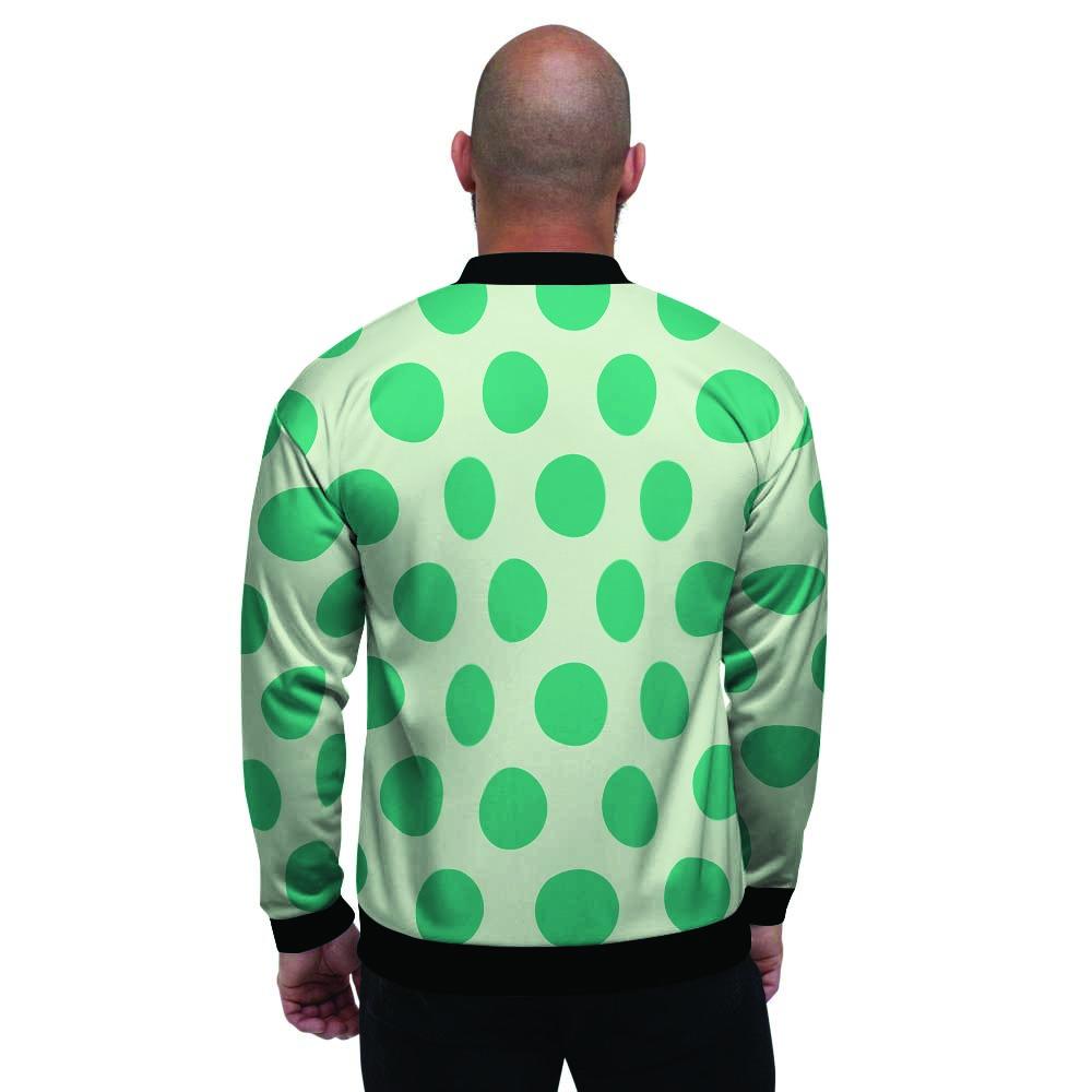 White And Green Polka Dot Men's Bomber Jacket-grizzshop