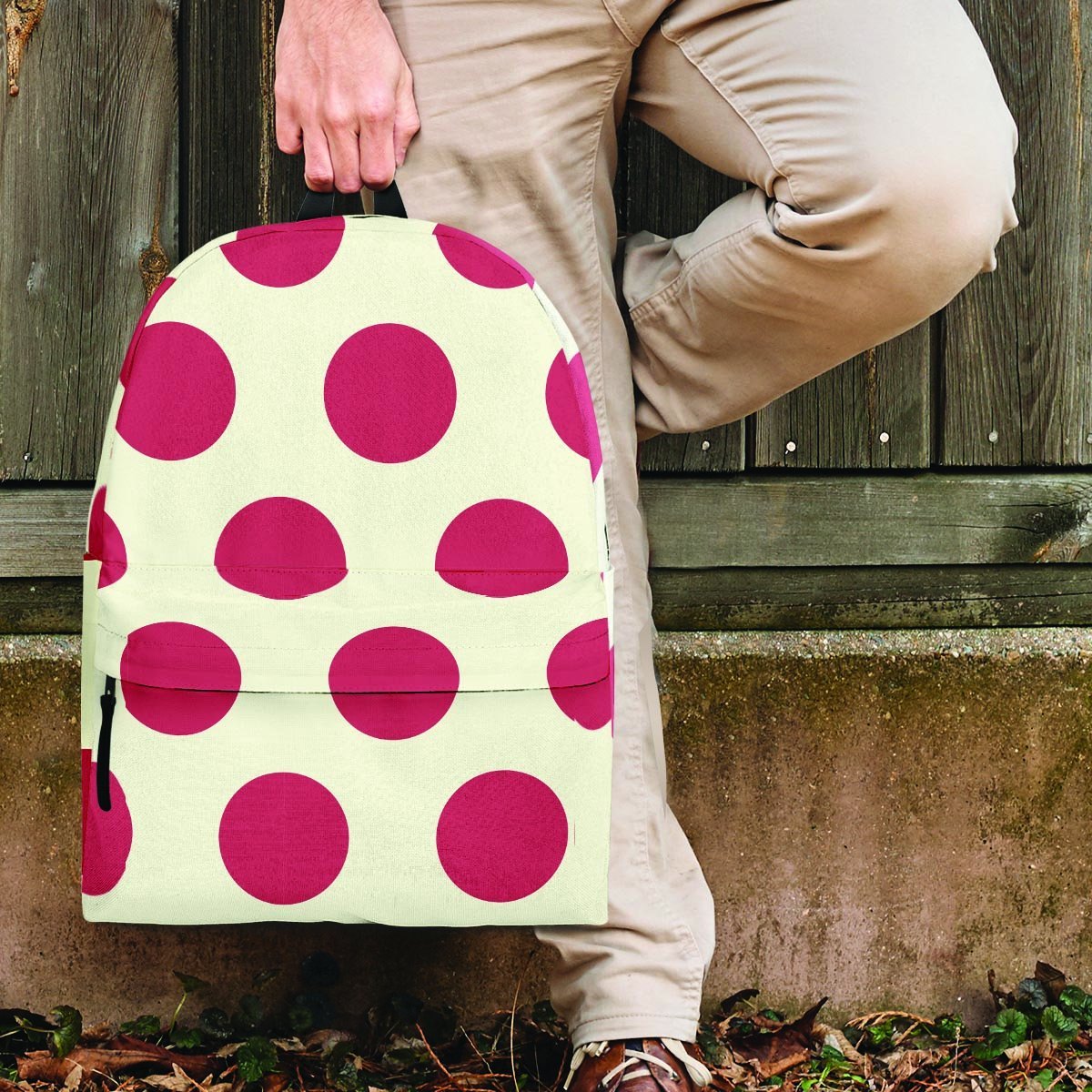 White And Red Polka Dot Backpack-grizzshop