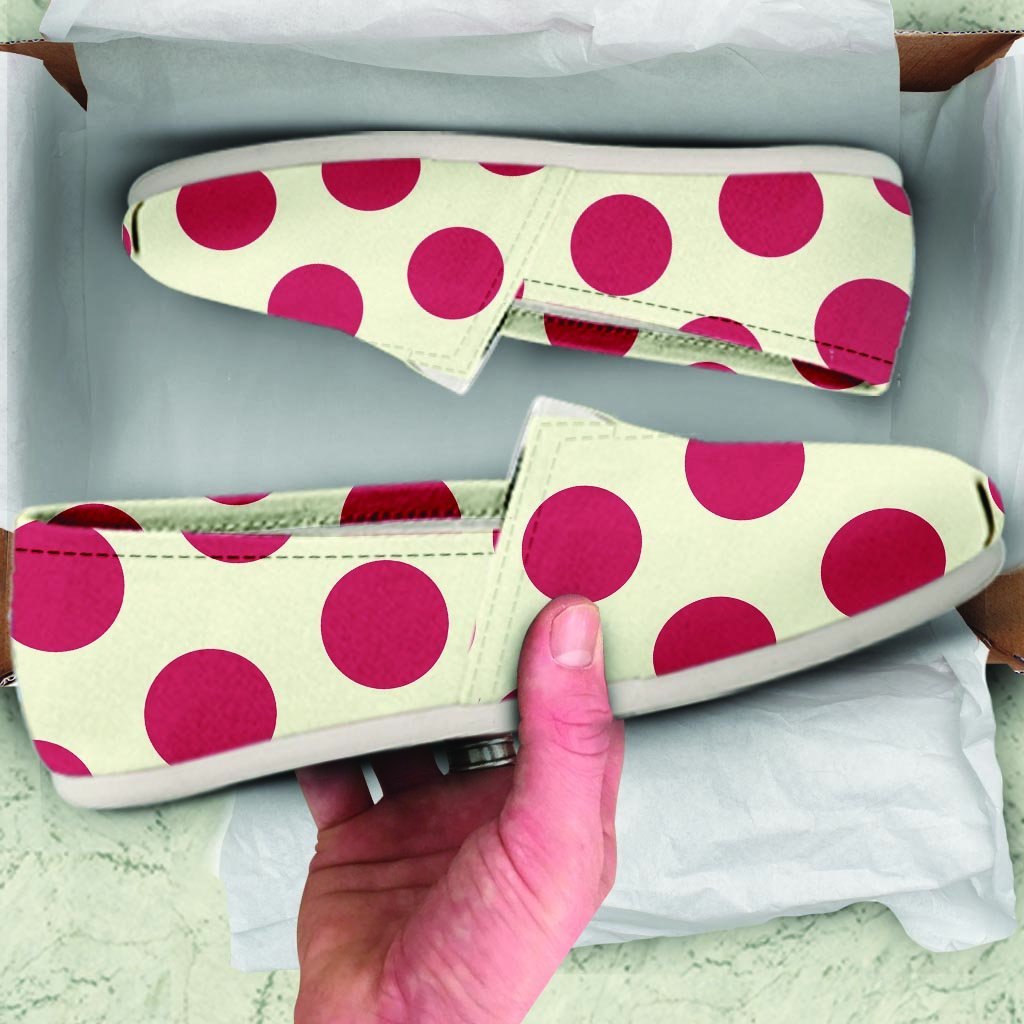 White And Red Polka Dot Canvas Shoes-grizzshop