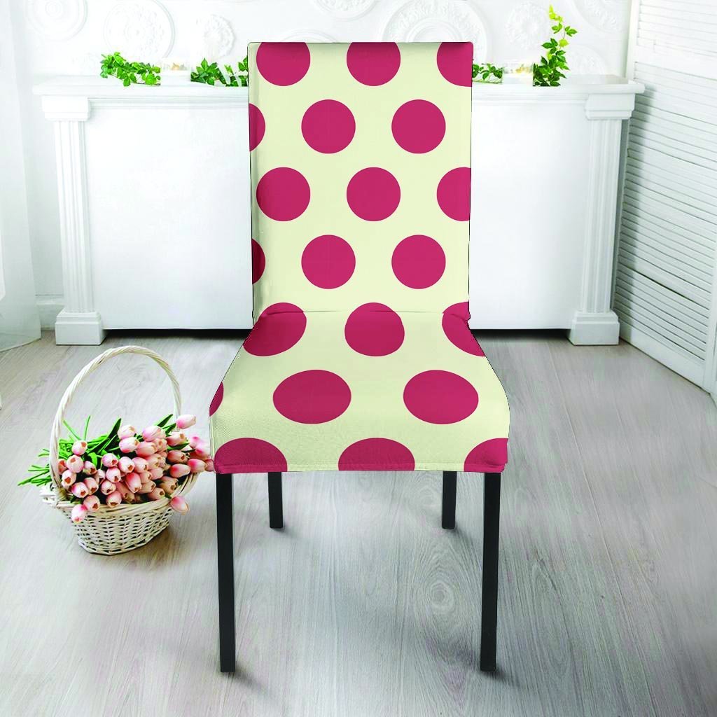 White And Red Polka Dot Chair Cover-grizzshop