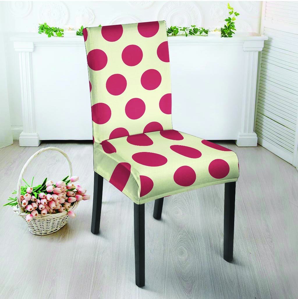 White And Red Polka Dot Chair Cover-grizzshop
