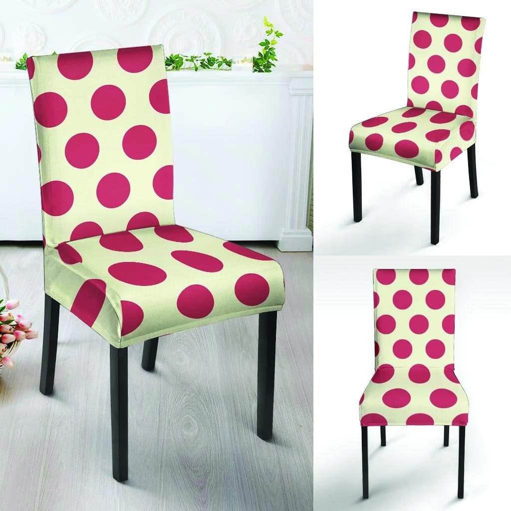 White And Red Polka Dot Chair Cover-grizzshop
