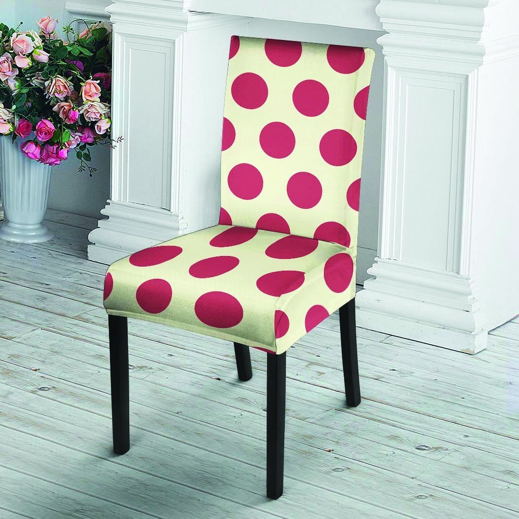 White And Red Polka Dot Chair Cover-grizzshop