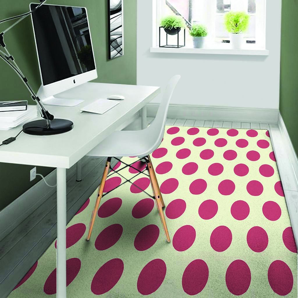 White And Red Polka Dot Floor Mat-grizzshop