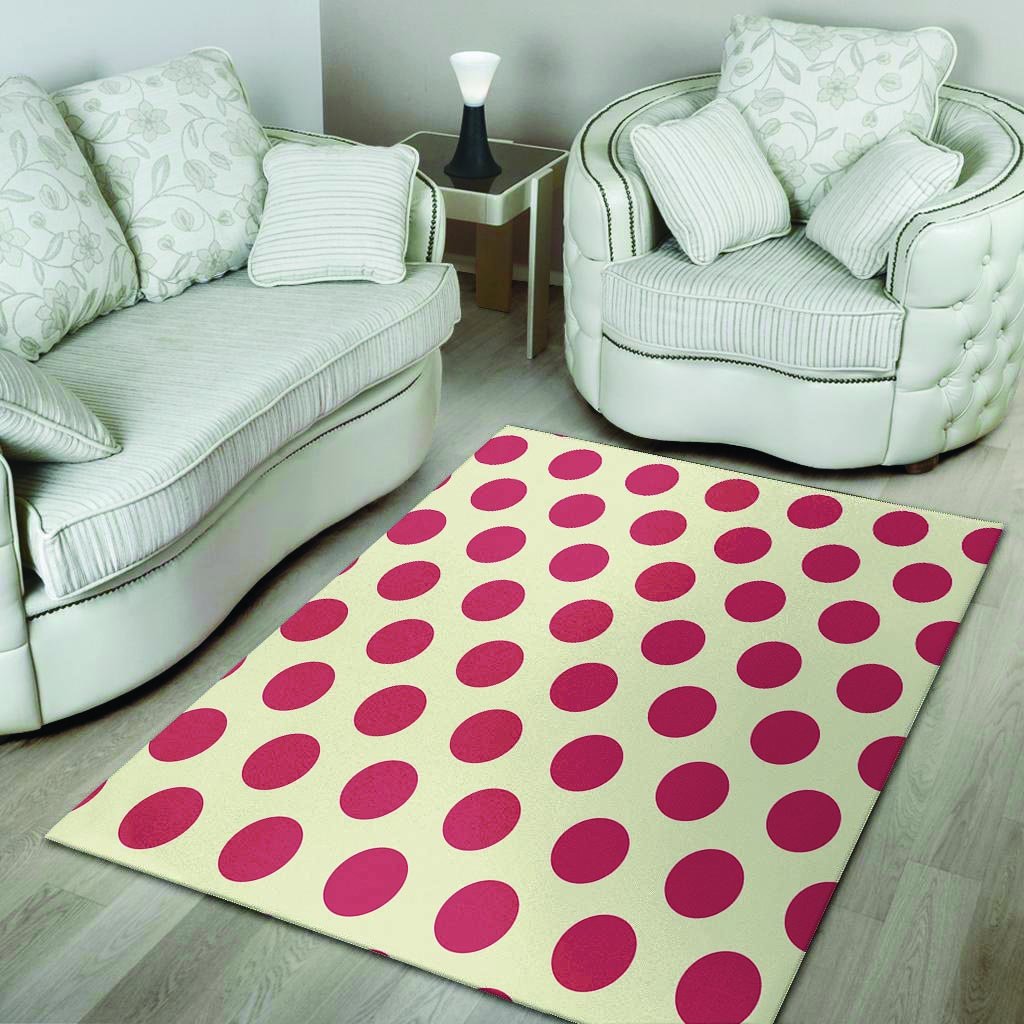 White And Red Polka Dot Floor Mat-grizzshop