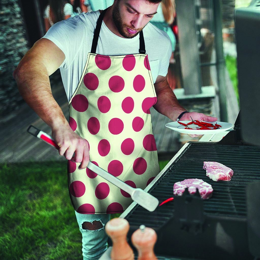 White And Red Polka Dot Men's Apron-grizzshop
