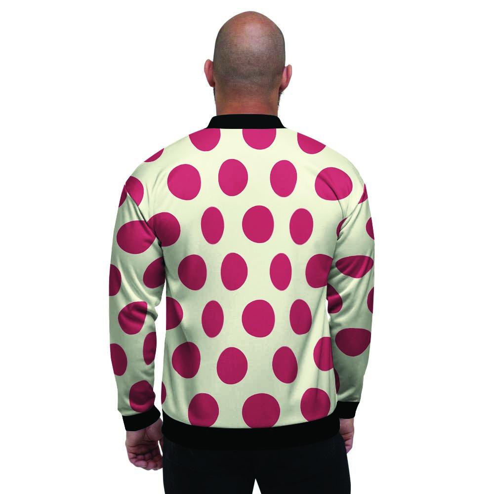 White And Red Polka Dot Men's Bomber Jacket-grizzshop