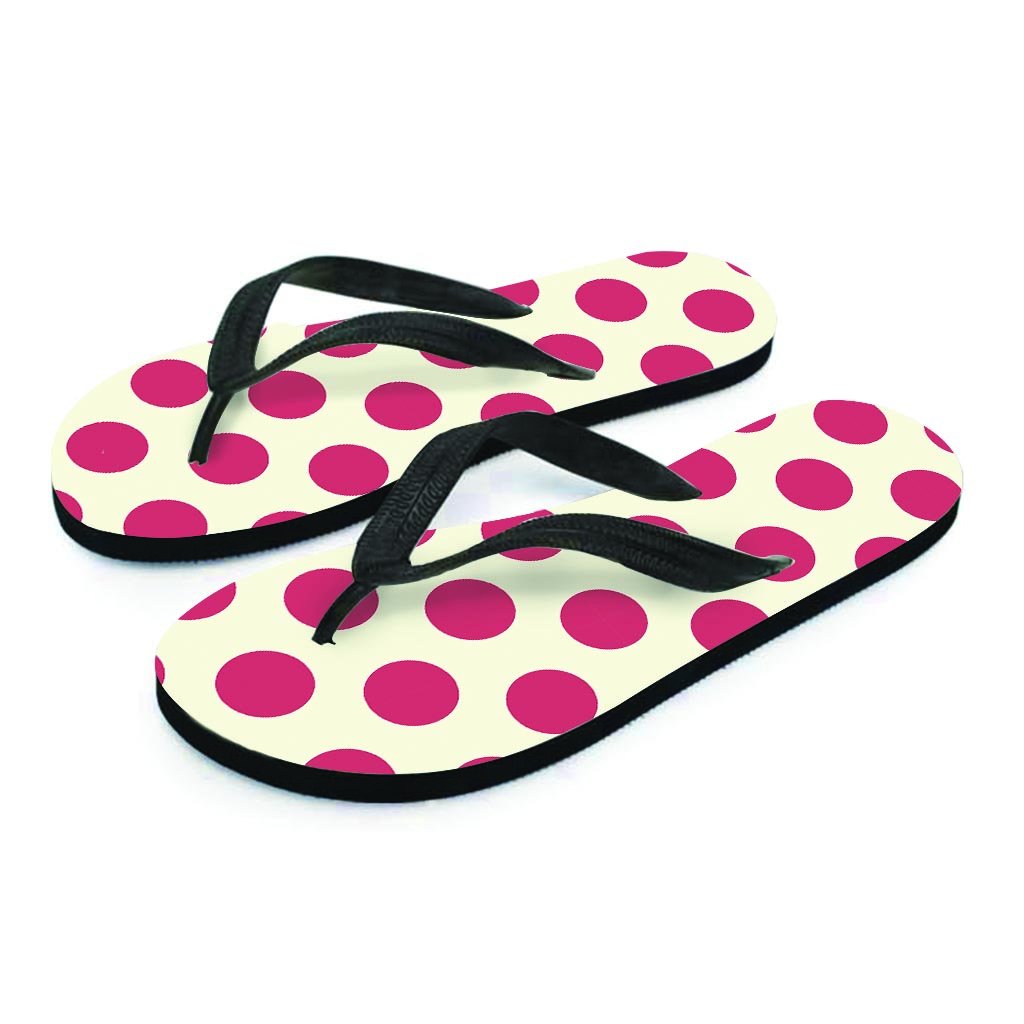 White And Red Polka Dot Men's Flip Flops-grizzshop