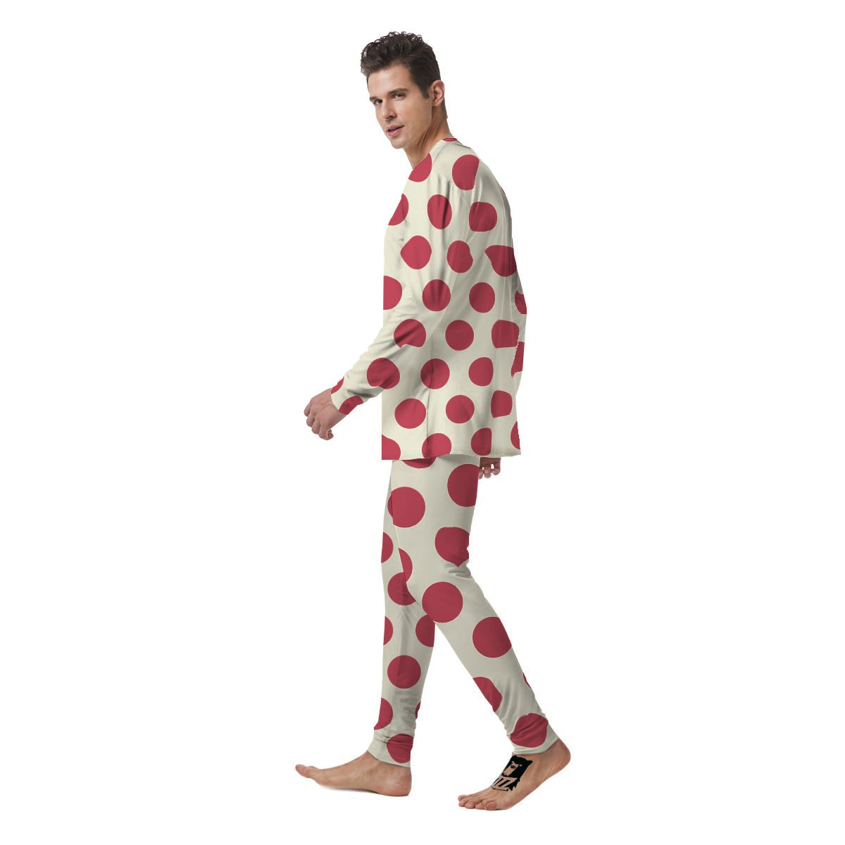 White And Red Polka Dot Men's Pajamas-grizzshop