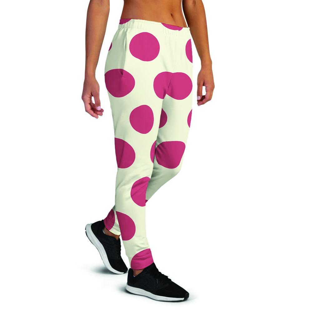 White And Red Polka Dot Women's Joggers-grizzshop