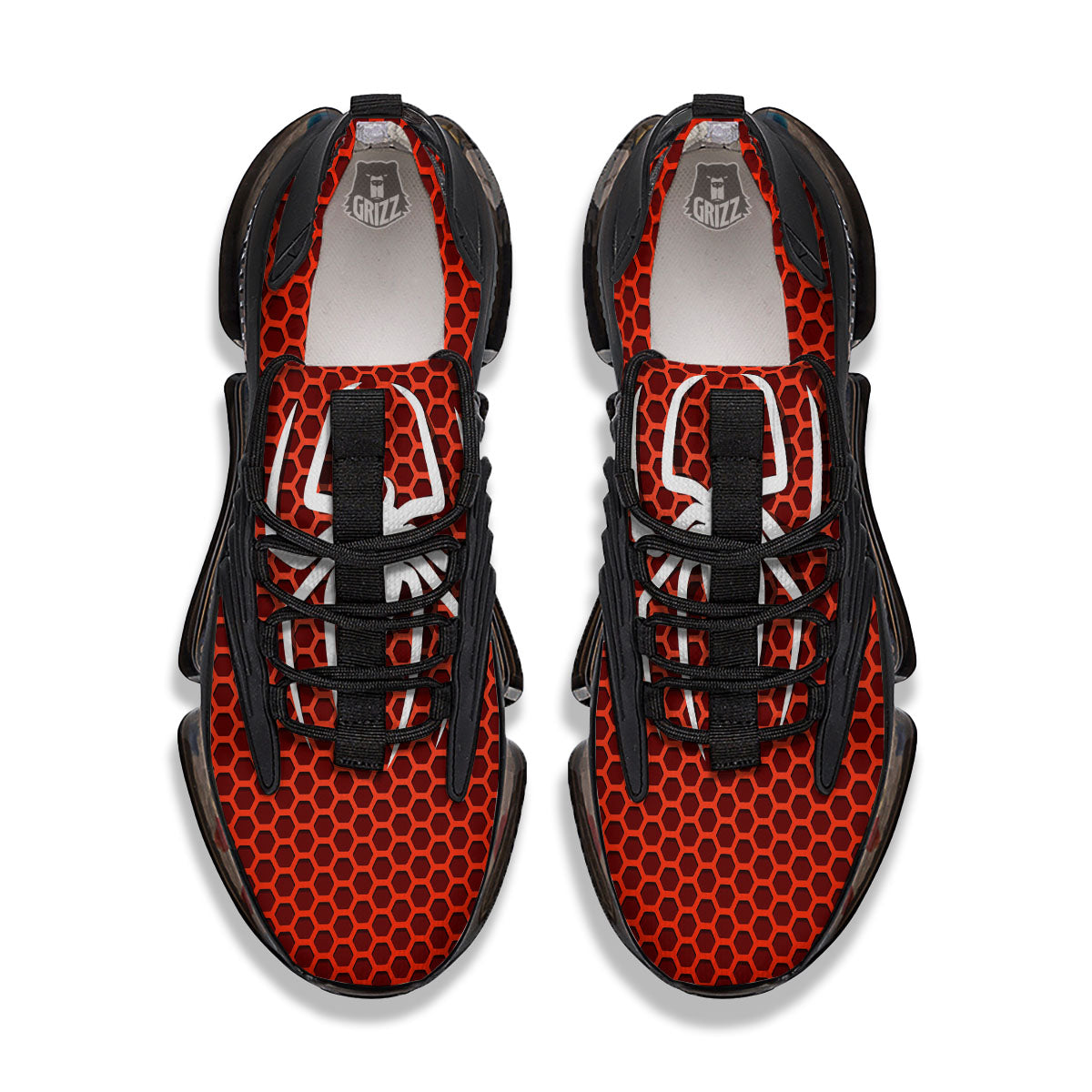 White And Red Spider Print Black Gym Shoes-grizzshop