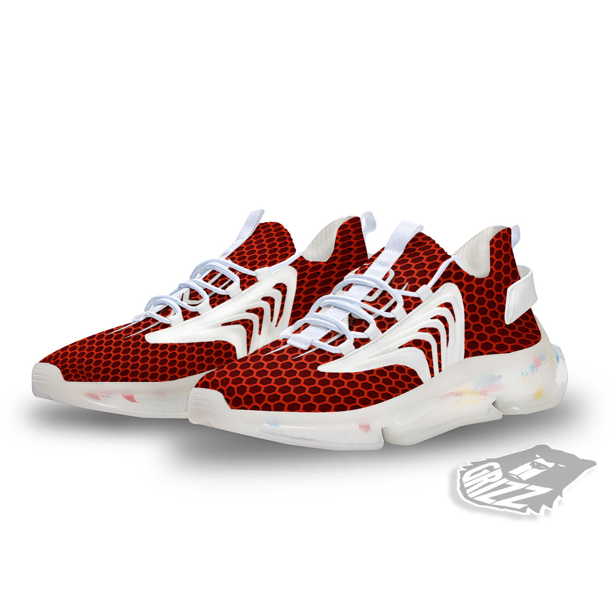 White And Red Spider Print White Gym Shoes-grizzshop