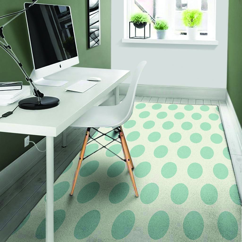 White And Turquoise Polka Dot Floor Mat-grizzshop