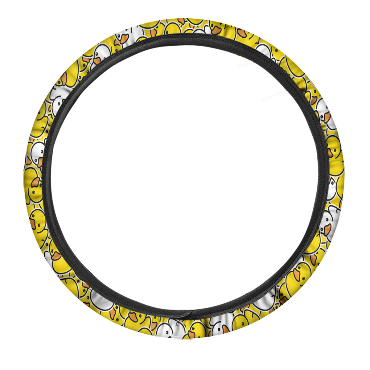 White And Yellow Duck Rubber Print Pattern Car Steering Wheel Cover-grizzshop
