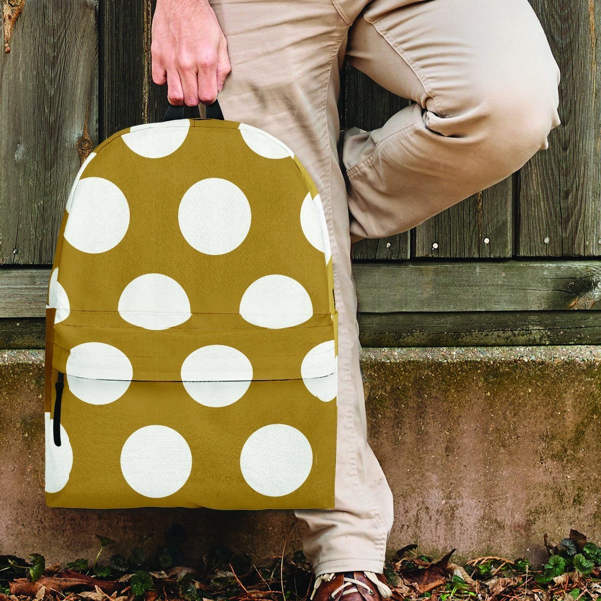 White And Yellow Polka Dot Backpack-grizzshop