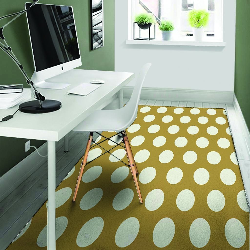 White And Yellow Polka Dot Floor Mat-grizzshop
