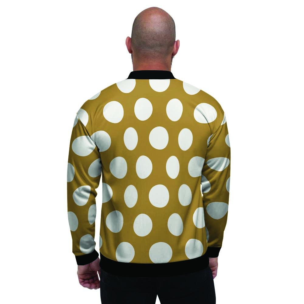 White And Yellow Polka Dot Men's Bomber Jacket-grizzshop