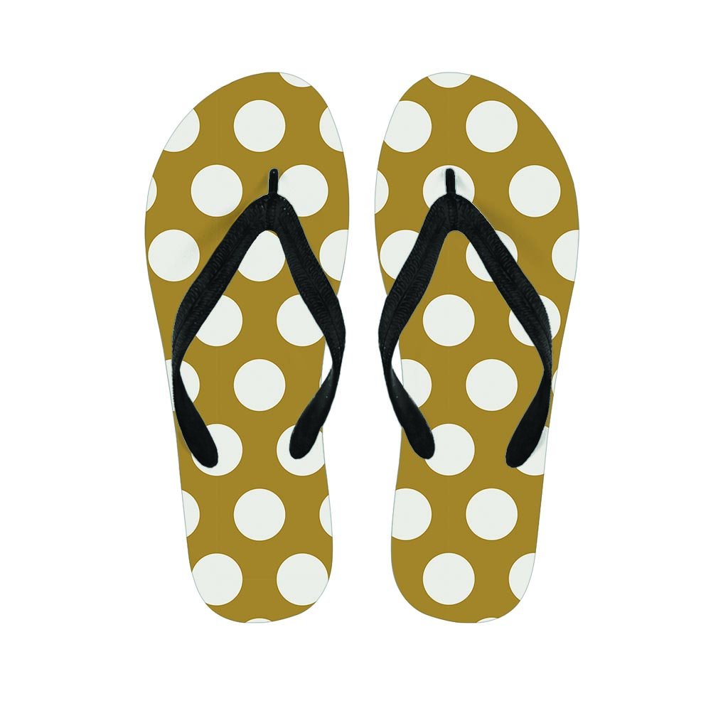 White And Yellow Polka Dot Men's Flip Flops-grizzshop