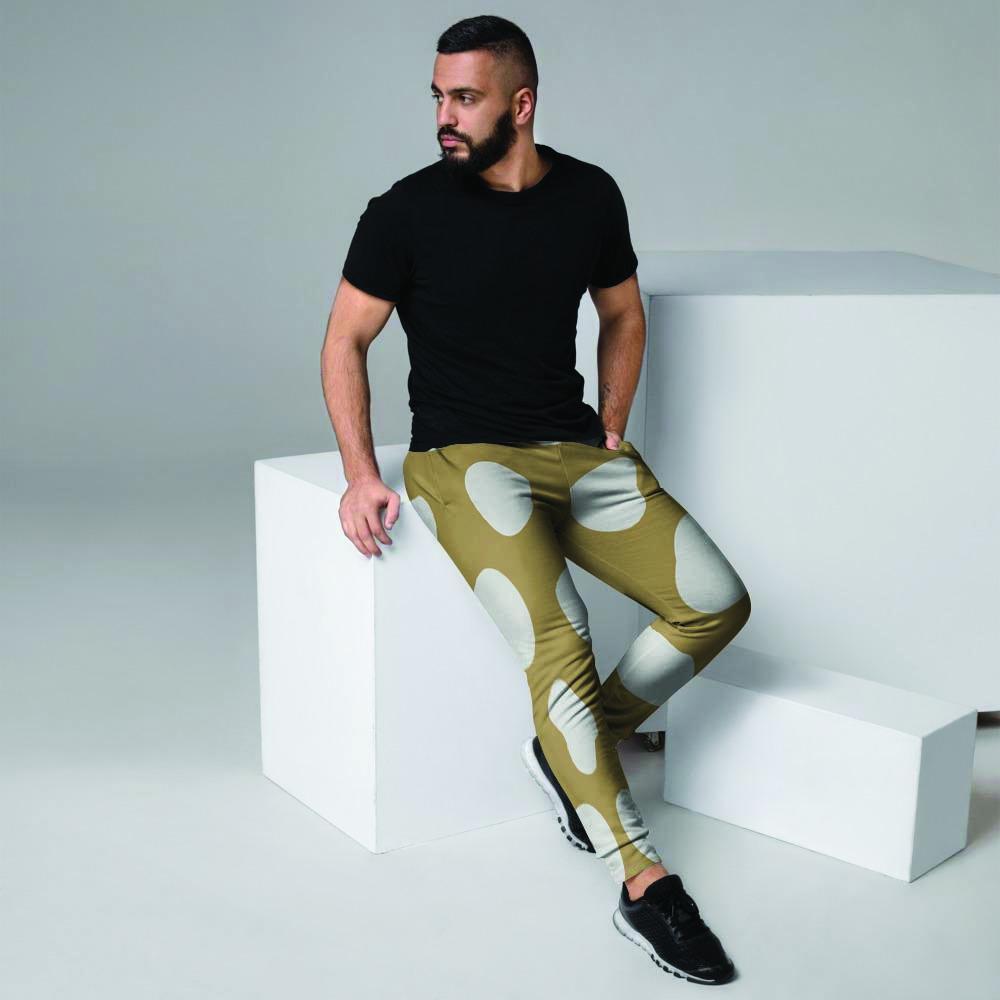 White And Yellow Polka Dot Men's Joggers-grizzshop