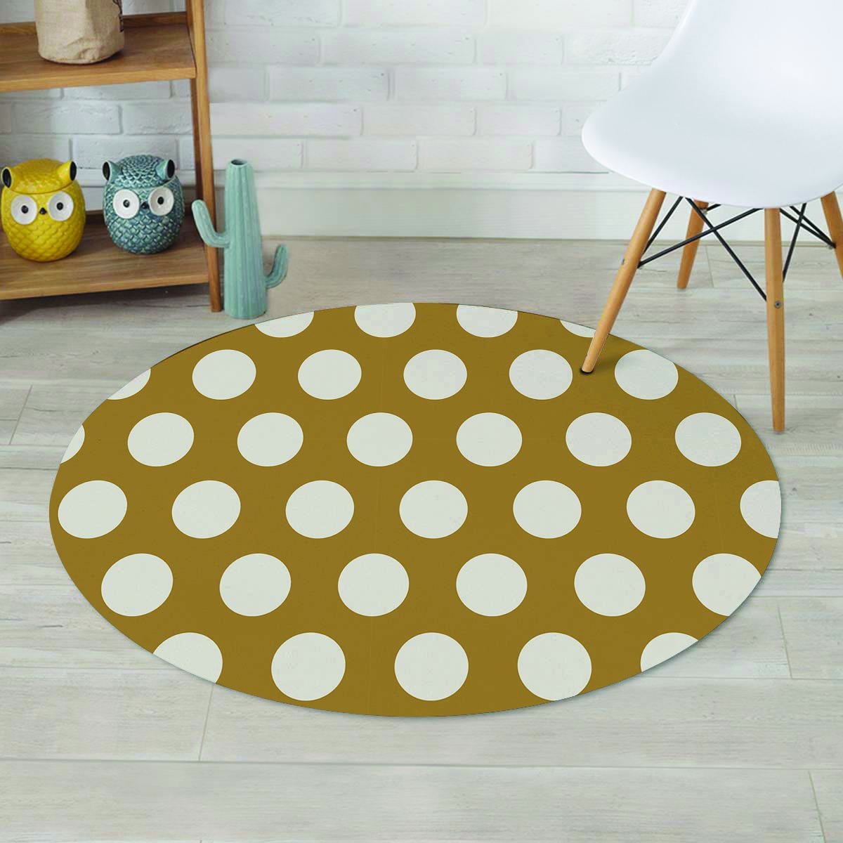 Teal Polka Dot Round Rug main image 1