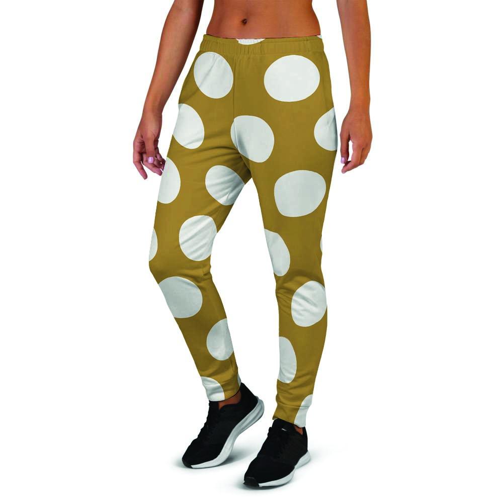 White And Yellow Polka Dot Women's Joggers-grizzshop