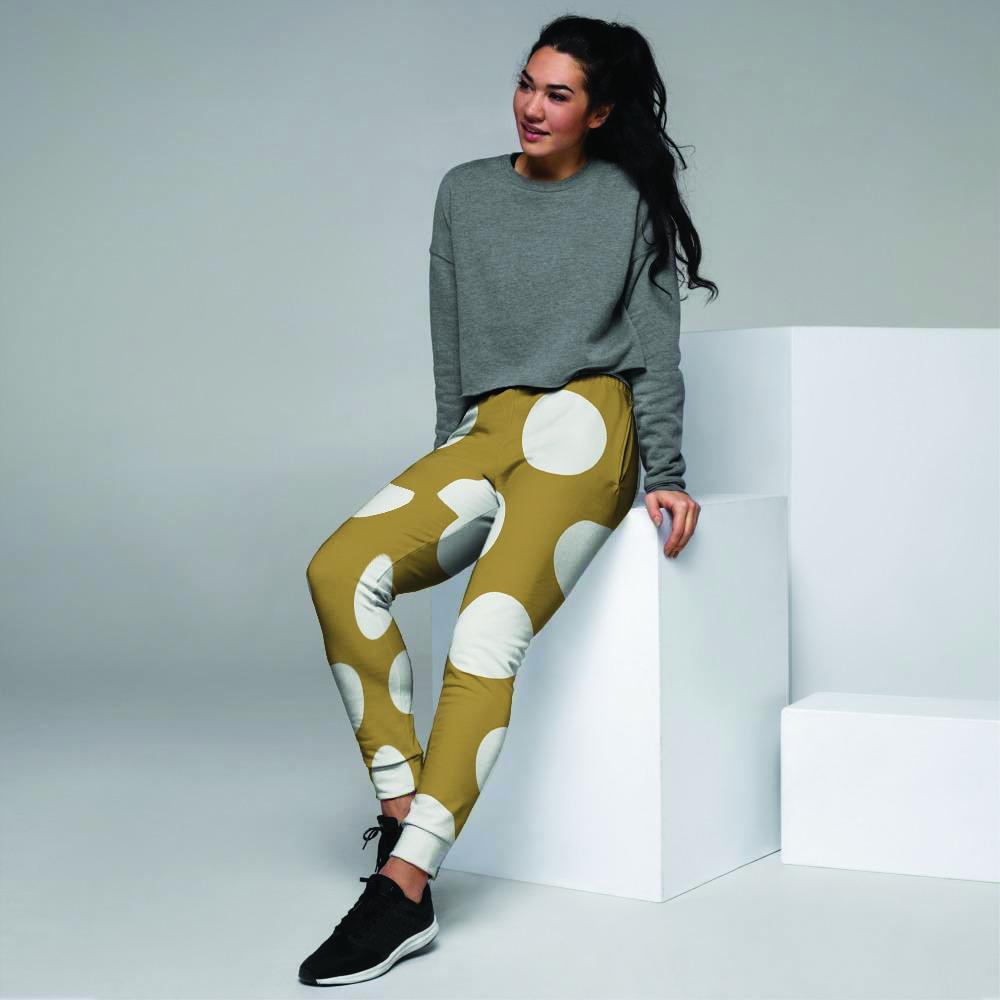 White And Yellow Polka Dot Women's Joggers-grizzshop