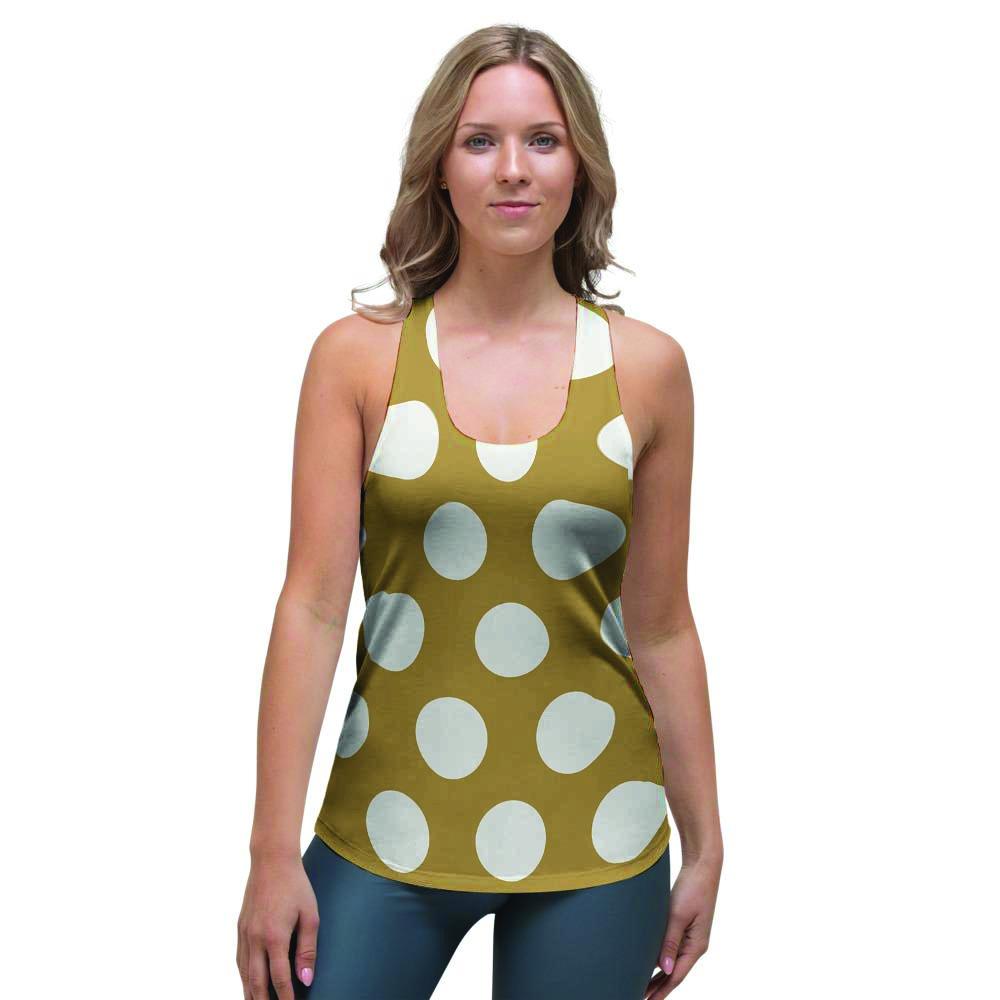 White And Yellow Polka Dot Women's Racerback Tank Top-grizzshop