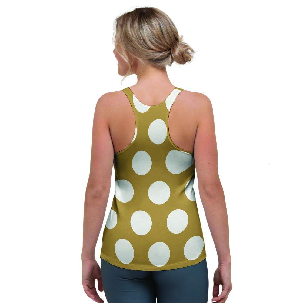 White And Yellow Polka Dot Women's Racerback Tank Top-grizzshop