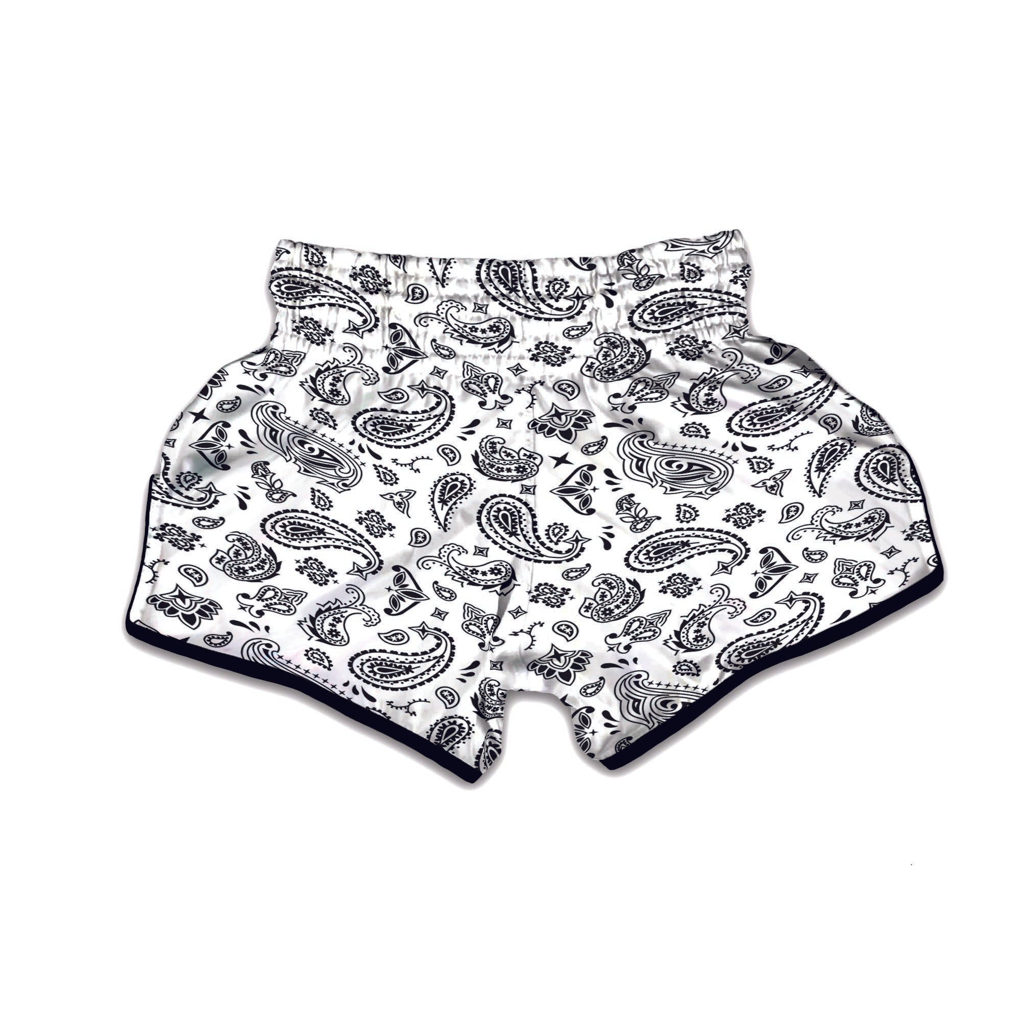 White Bandana Muay Thai Boxing Shorts-grizzshop