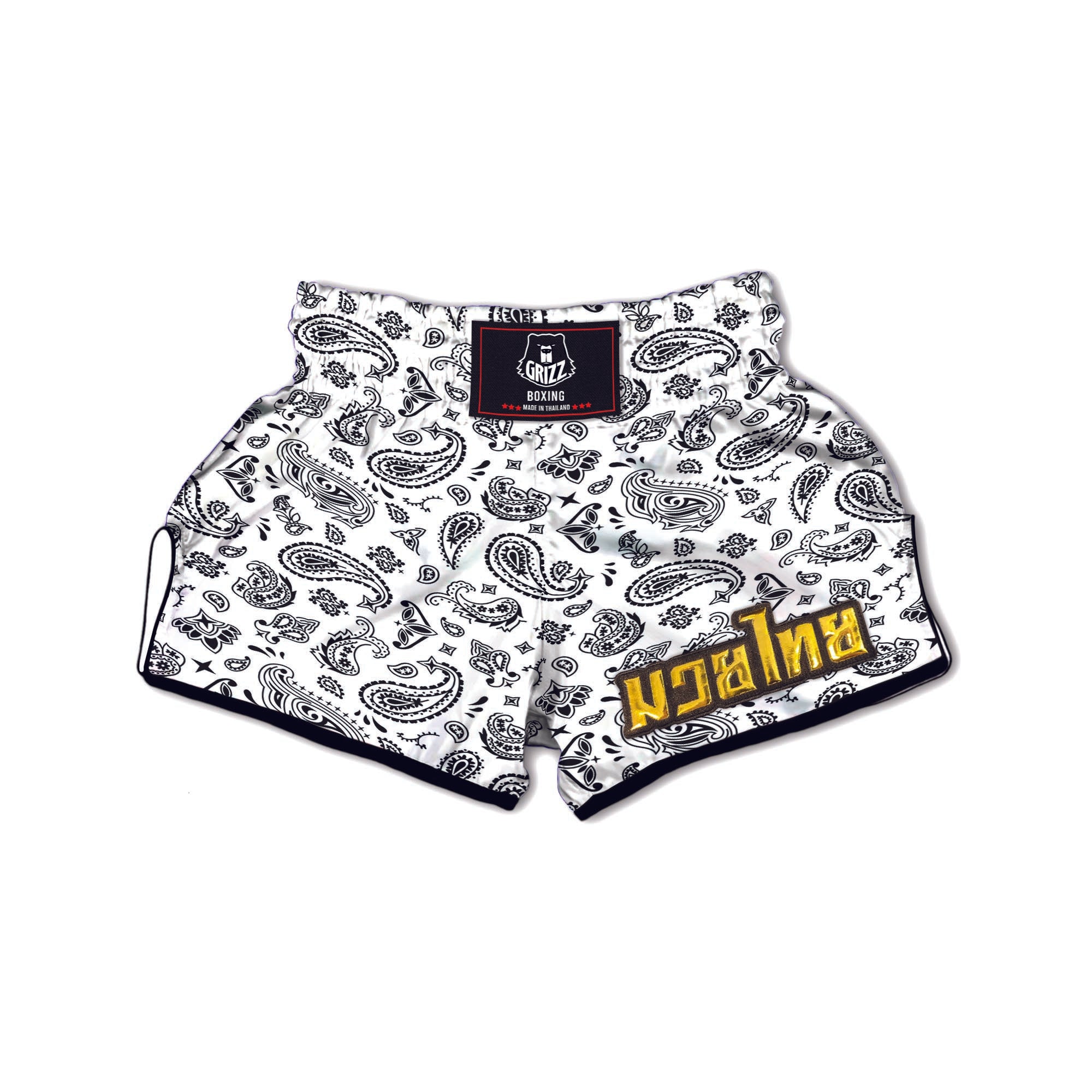 White Bandana Muay Thai Boxing Shorts-grizzshop