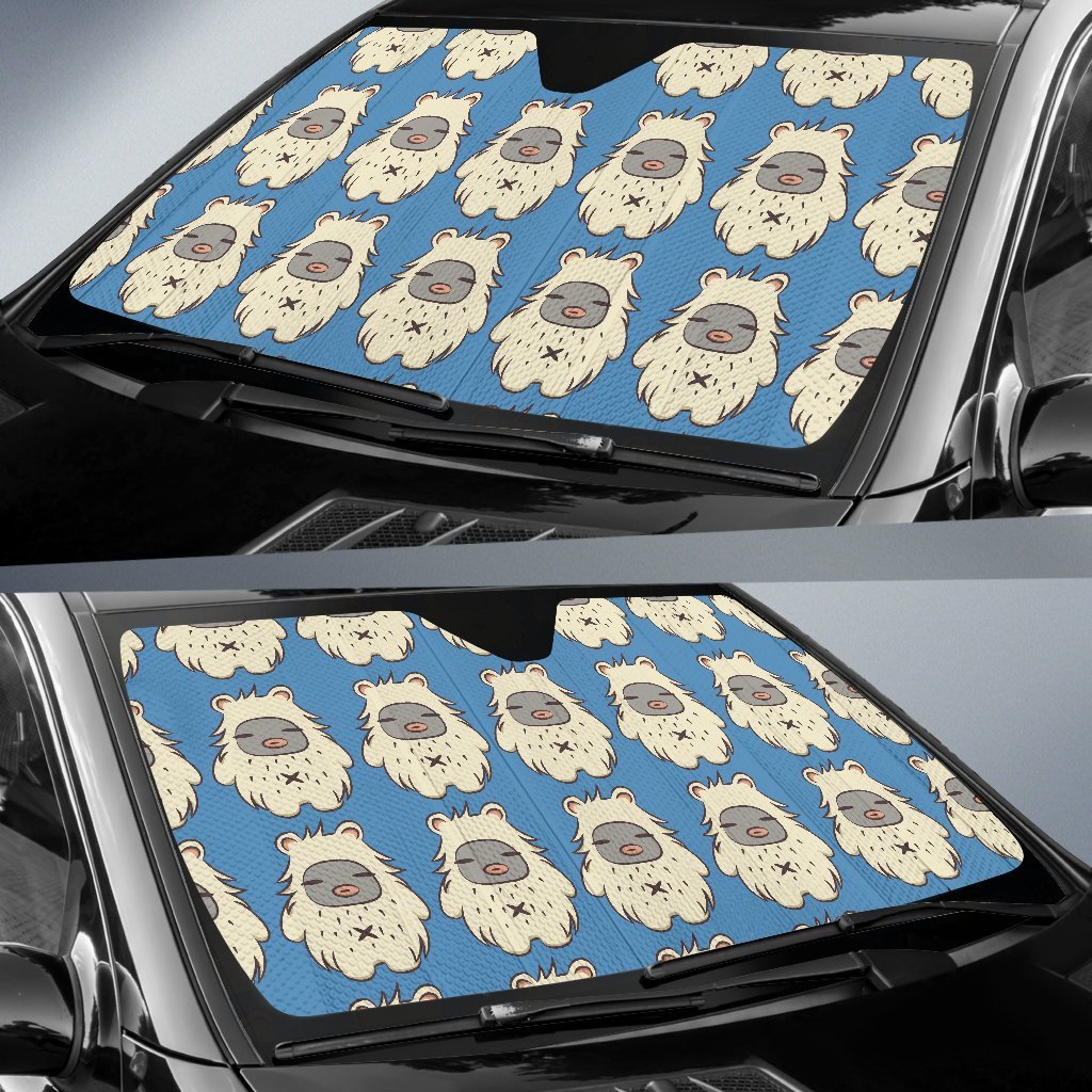 White Bigfoot Pattern Print Car Sun Shade-grizzshop