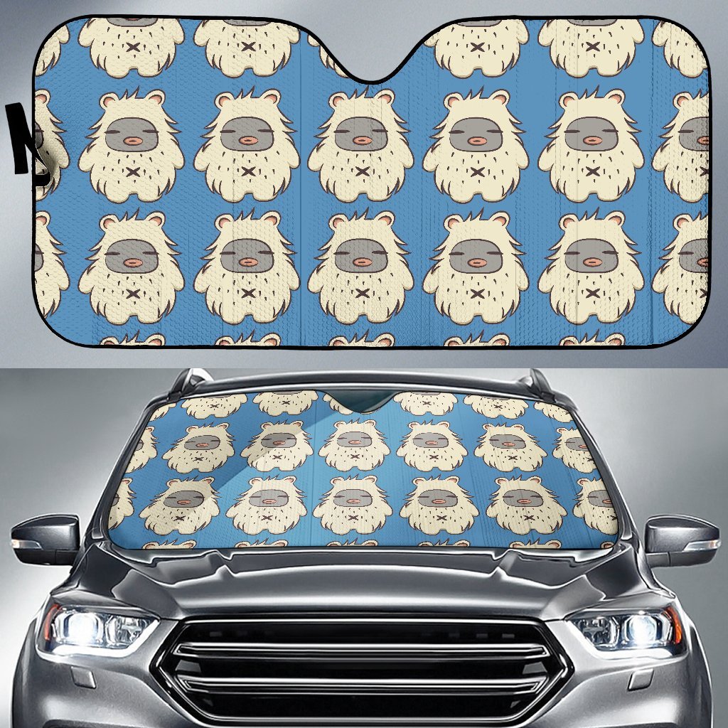 White Bigfoot Pattern Print Car Sun Shade-grizzshop