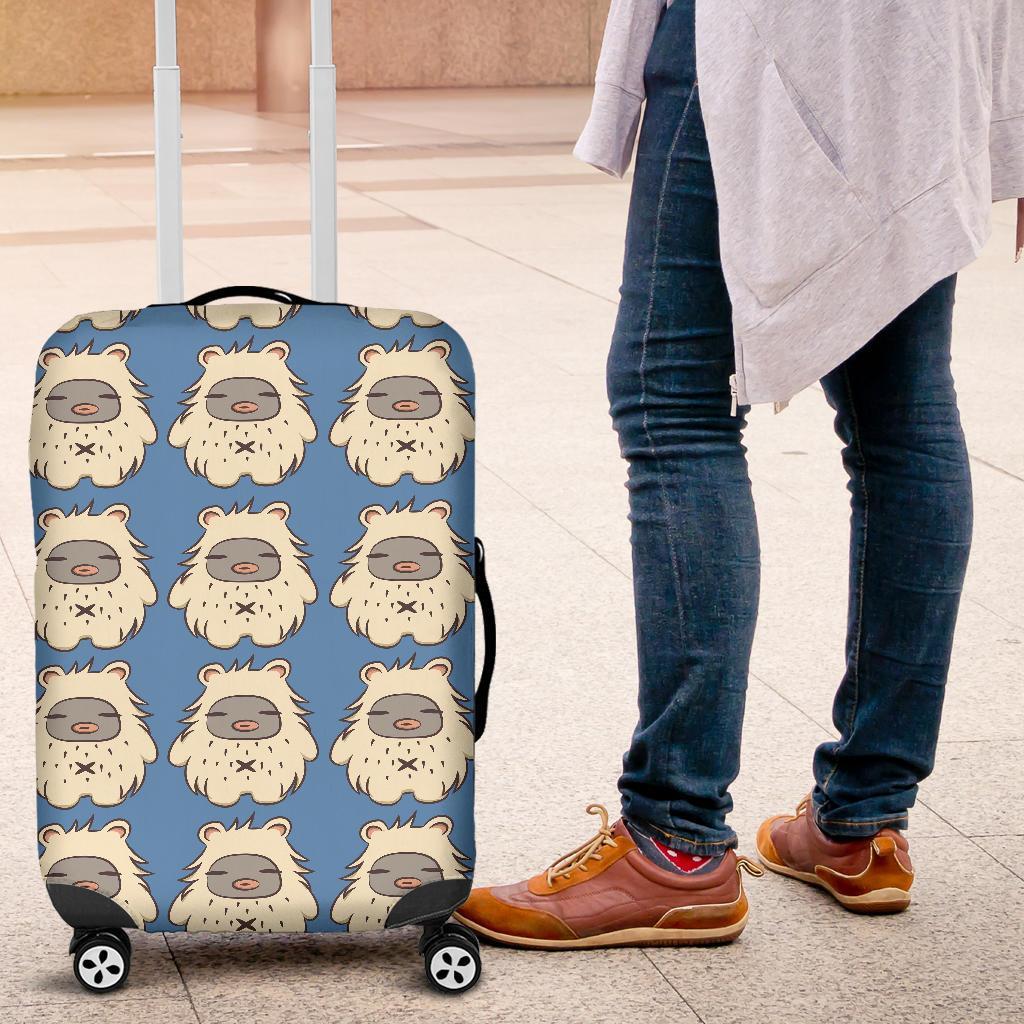 White Bigfoot Pattern Print Luggage Cover Protector-grizzshop