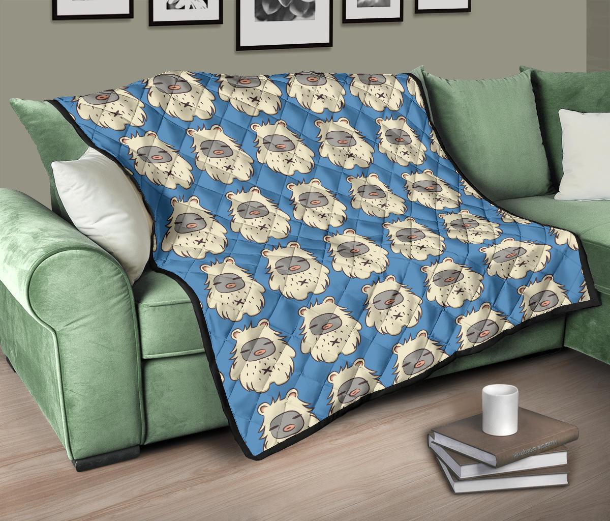 White Bigfoot Pattern Print Quilt-grizzshop