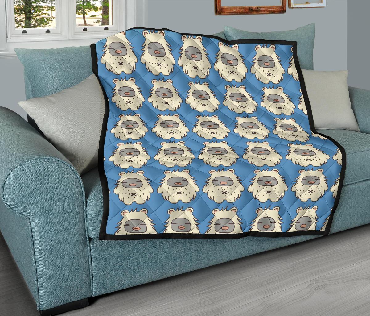 White Bigfoot Pattern Print Quilt-grizzshop