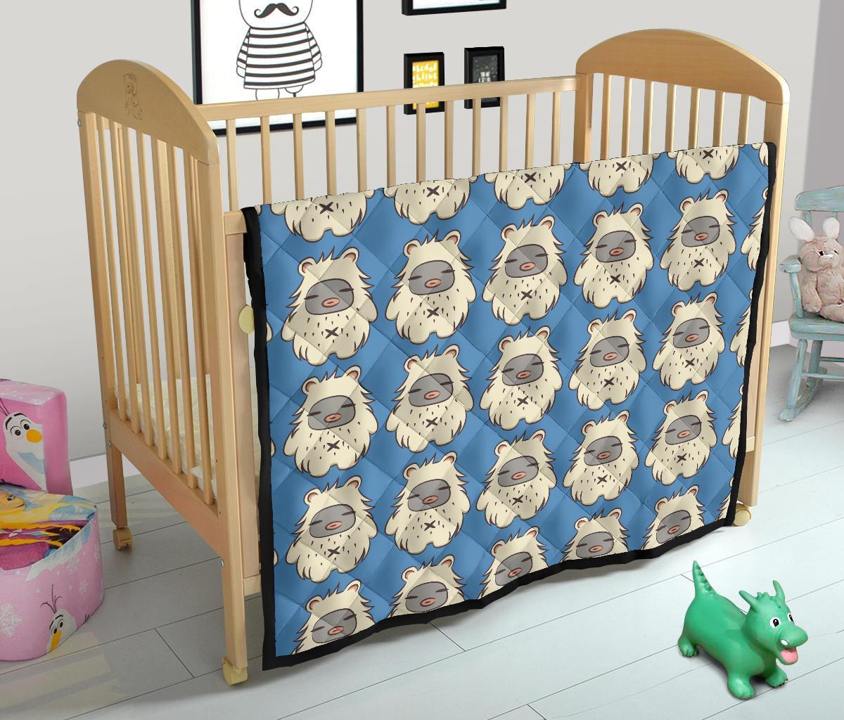 White Bigfoot Pattern Print Quilt-grizzshop