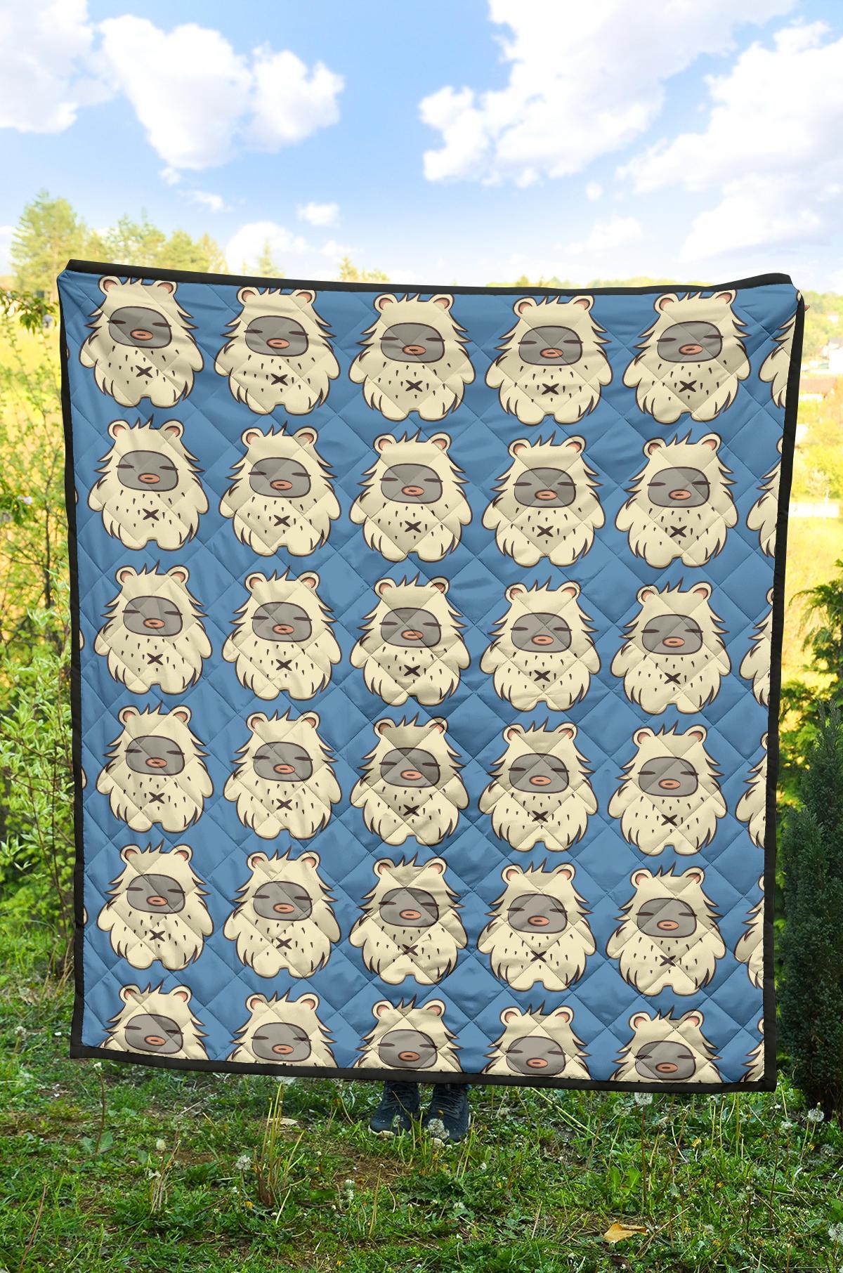 White Bigfoot Pattern Print Quilt-grizzshop