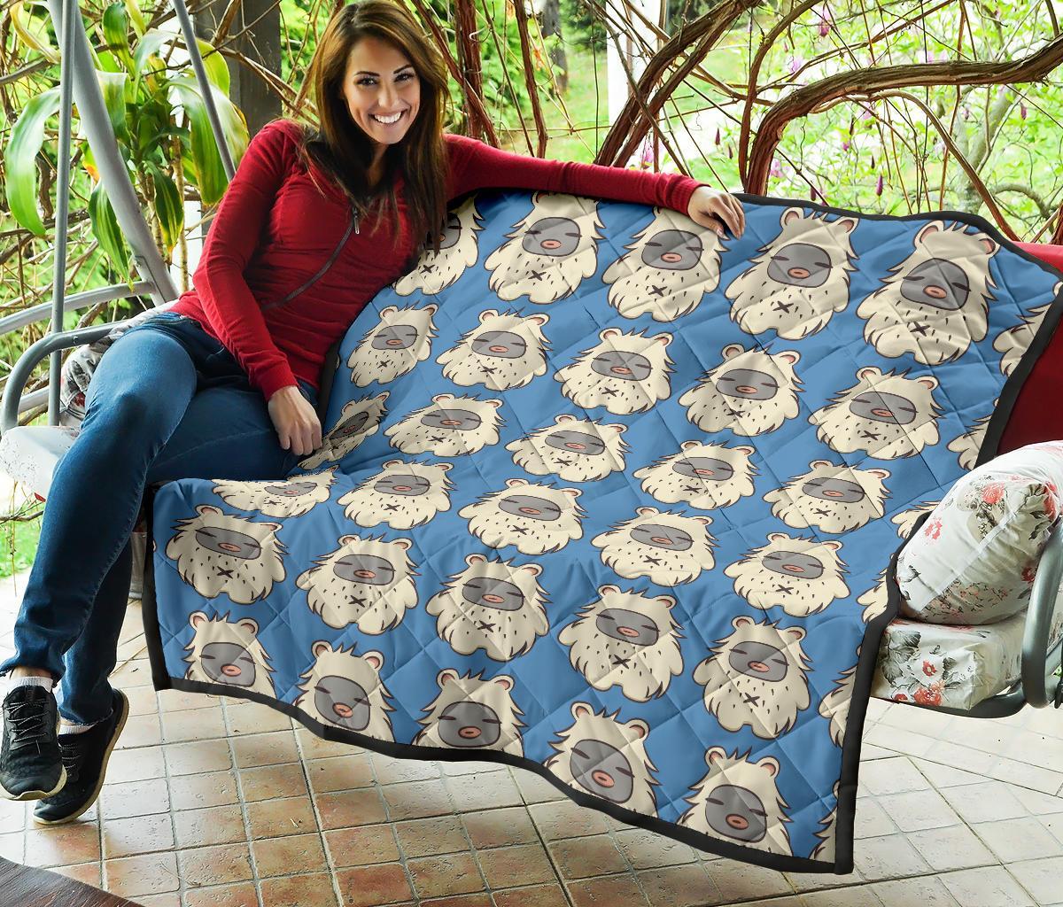 White Bigfoot Pattern Print Quilt-grizzshop