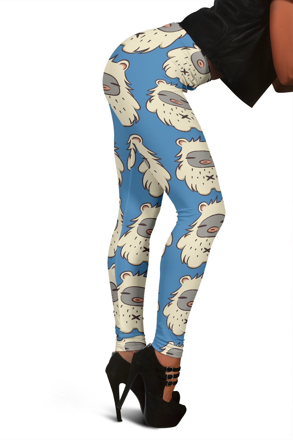 White Bigfoot Pattern Print Women Leggings-grizzshop