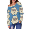 White Bigfoot Pattern Print Women Off Shoulder Sweatshirt-grizzshop