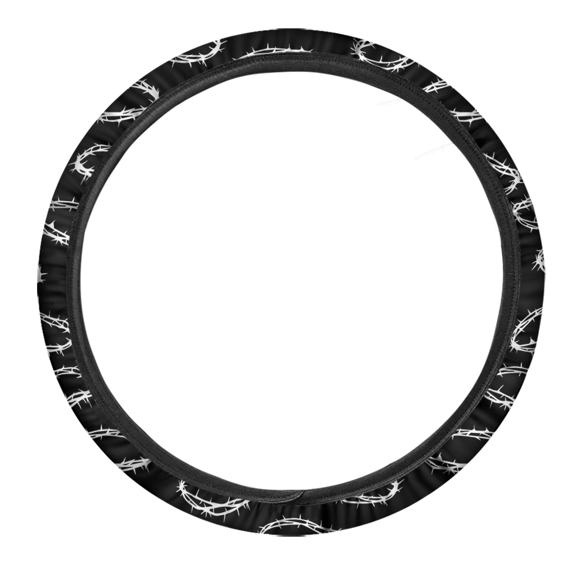 White Crown Of Thorns Print Pattern Car Steering Wheel Cover-grizzshop