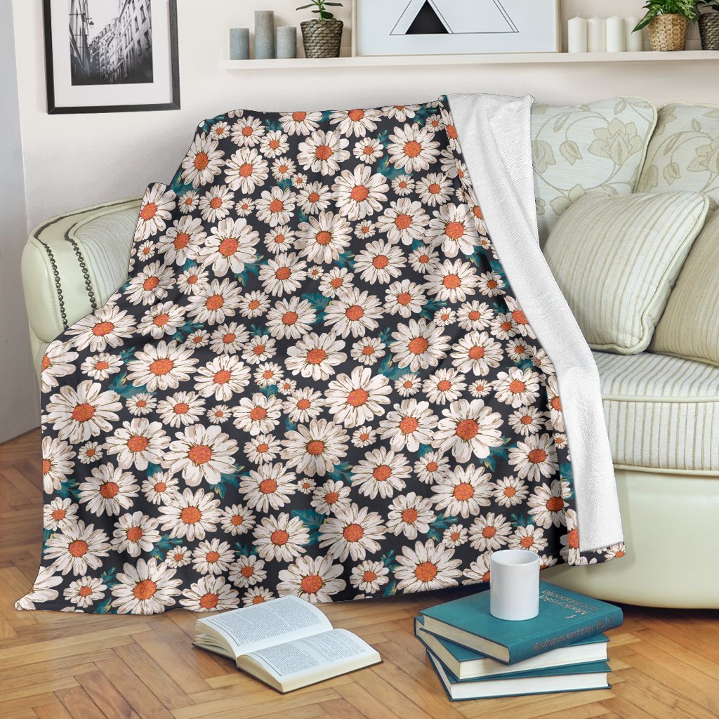 White Cute Daisy Pattern Print Blanket-grizzshop