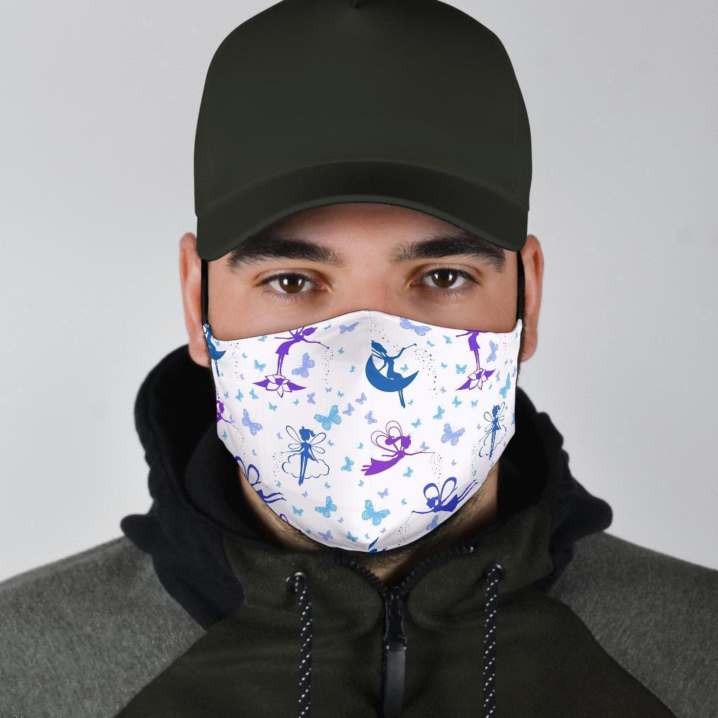 White Fairy Pattern Print Face Mask-grizzshop