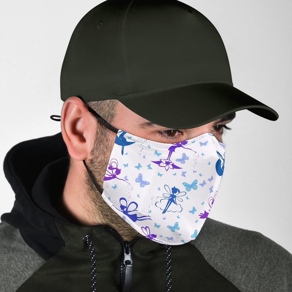White Fairy Pattern Print Face Mask-grizzshop
