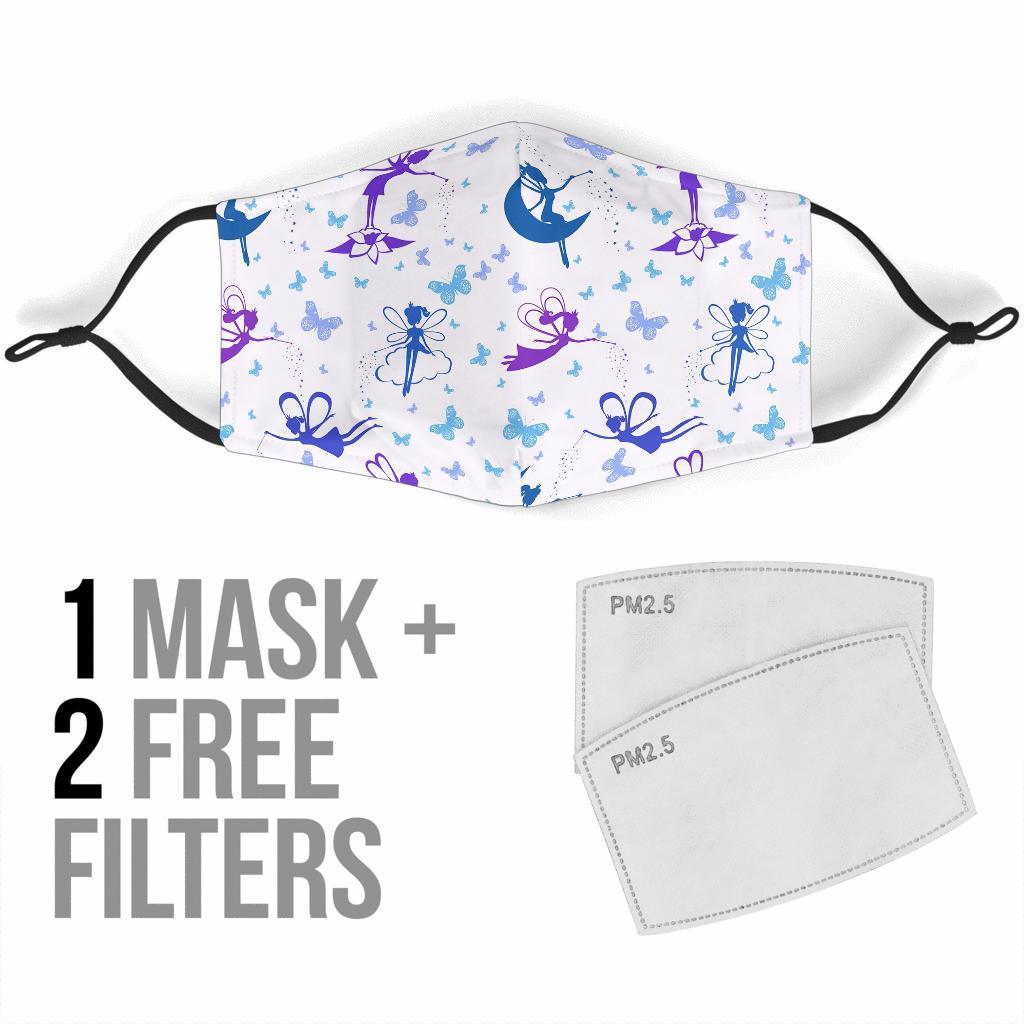 White Fairy Pattern Print Face Mask-grizzshop