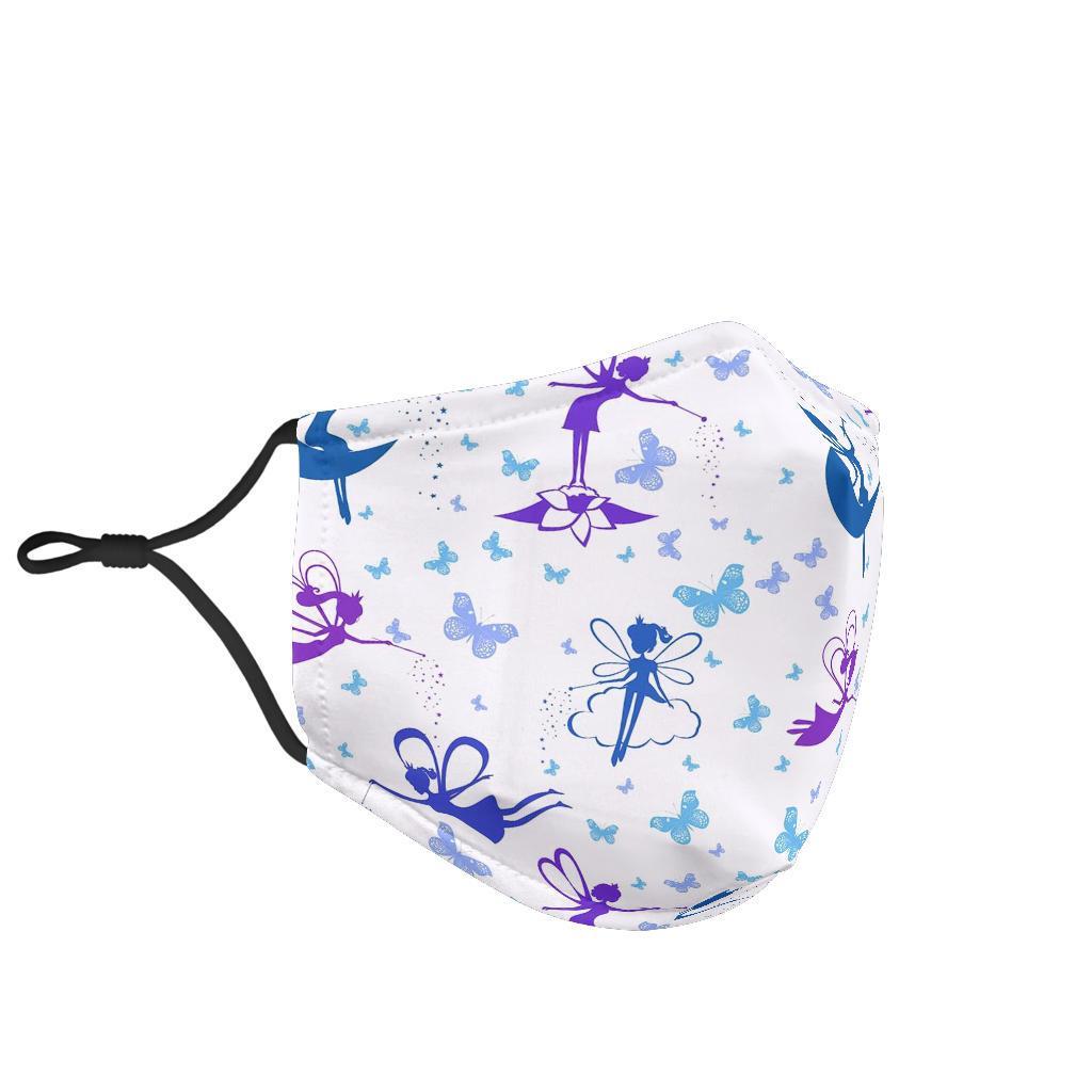 White Fairy Pattern Print Face Mask-grizzshop