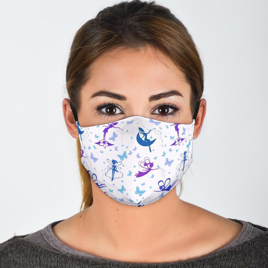 White Fairy Pattern Print Face Mask-grizzshop